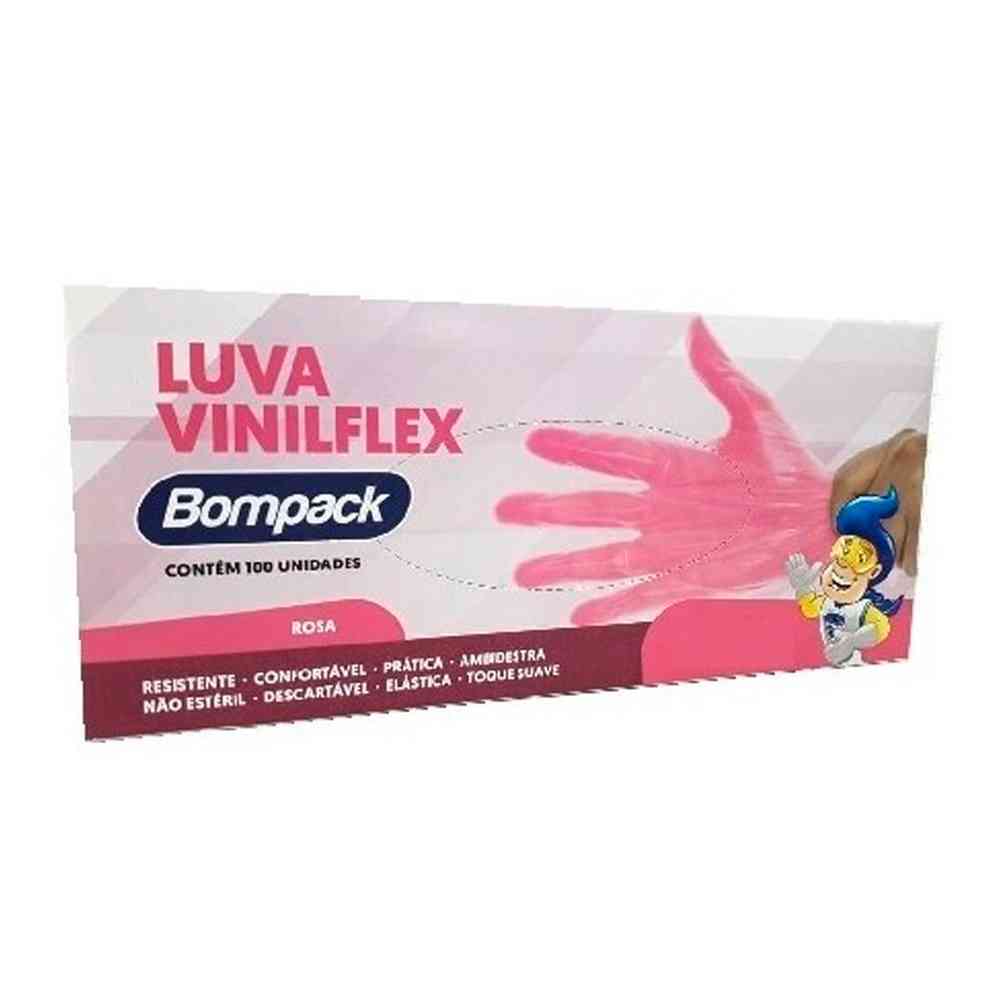 Imagem de Luva Viniflex sem Pó Rosa tam. P 100 Und - BOMPACK